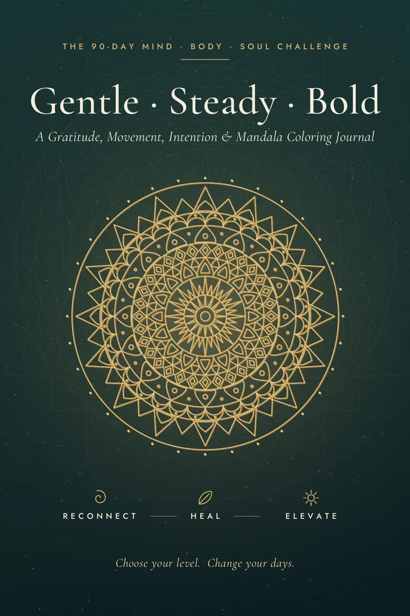 Front cover of Gentle · Steady · Bold, The 90-Day Mind · Body · Soul Challenge journal by Rowan Sorel